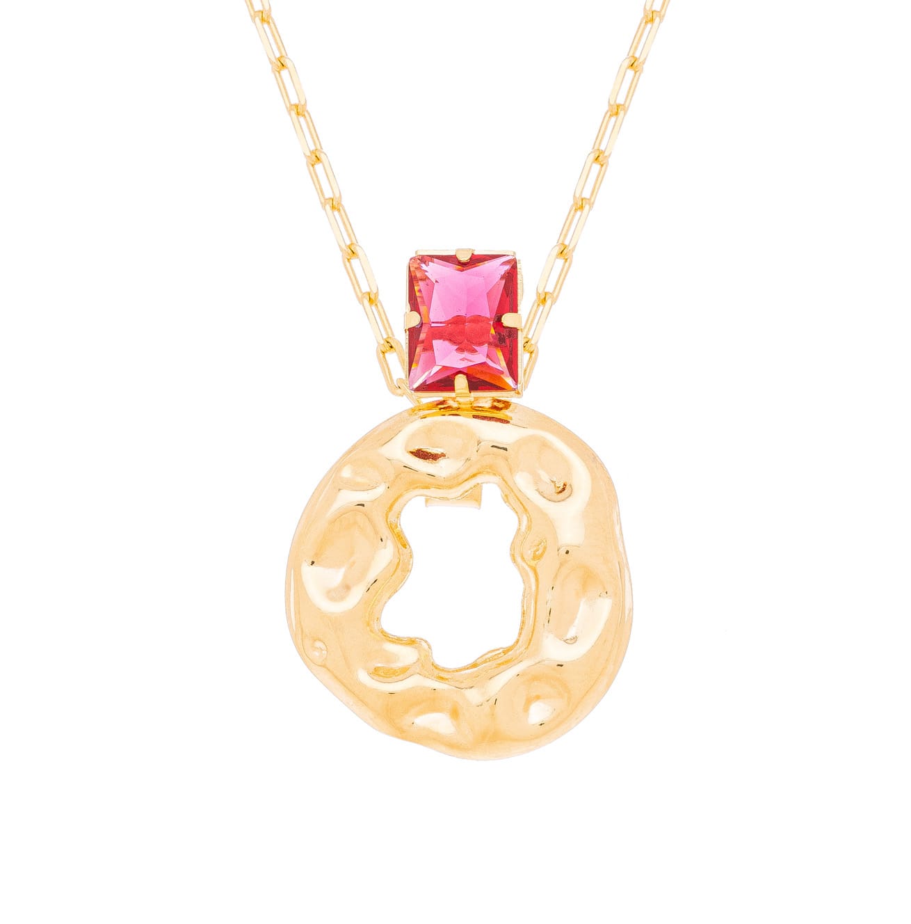 Gargantilha com Pedra banhada a Ouro 18k_0