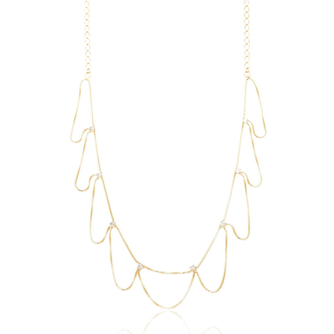 Gargantilha Choker Turca com Zircônias banhada a Ouro 18k