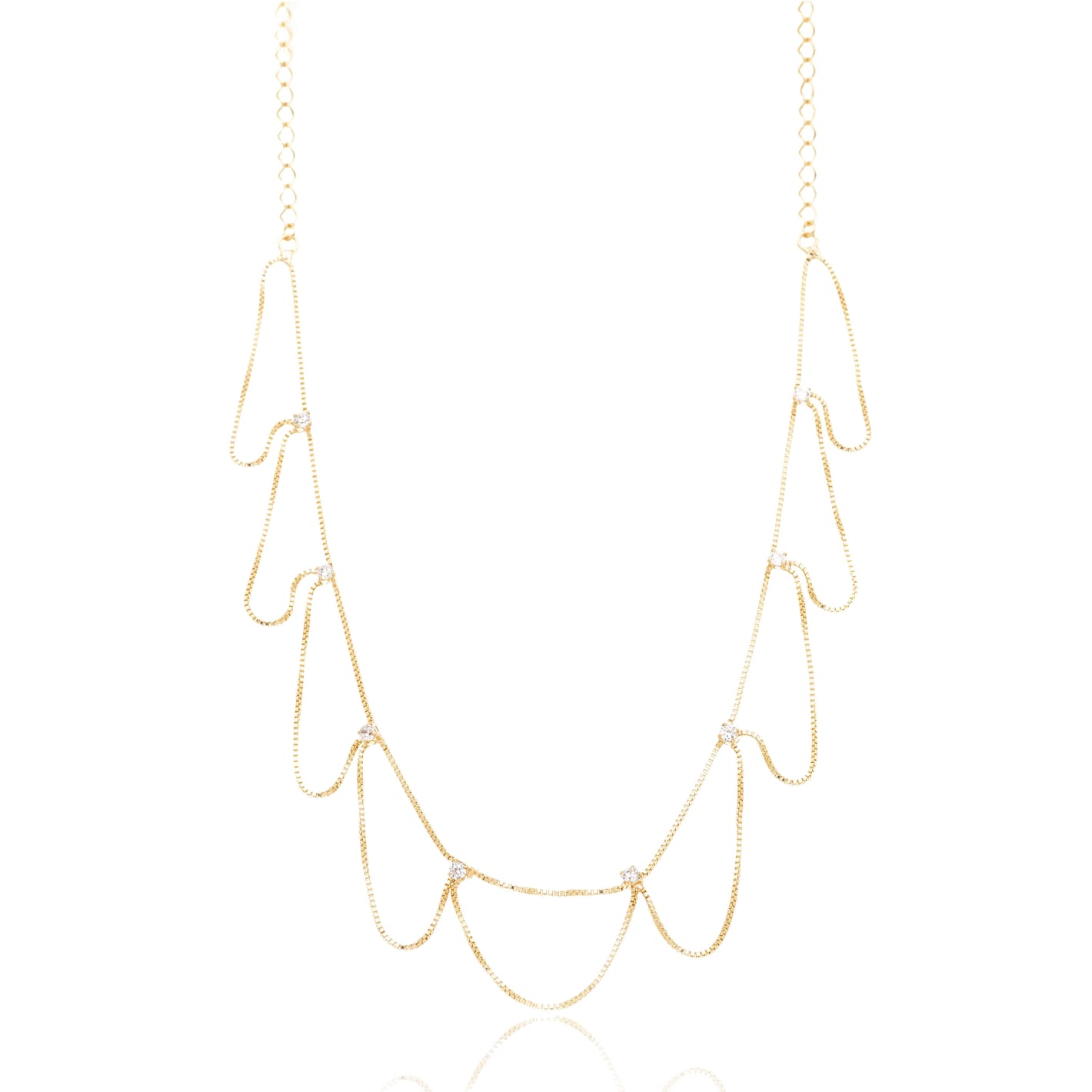 Gargantilha Choker Turca com Zircônias banhada a Ouro 18k_0