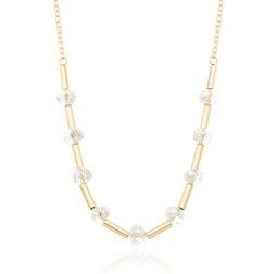  Gargantilha Choker com Pedras e Tubinhos banhada a Ouro 18k