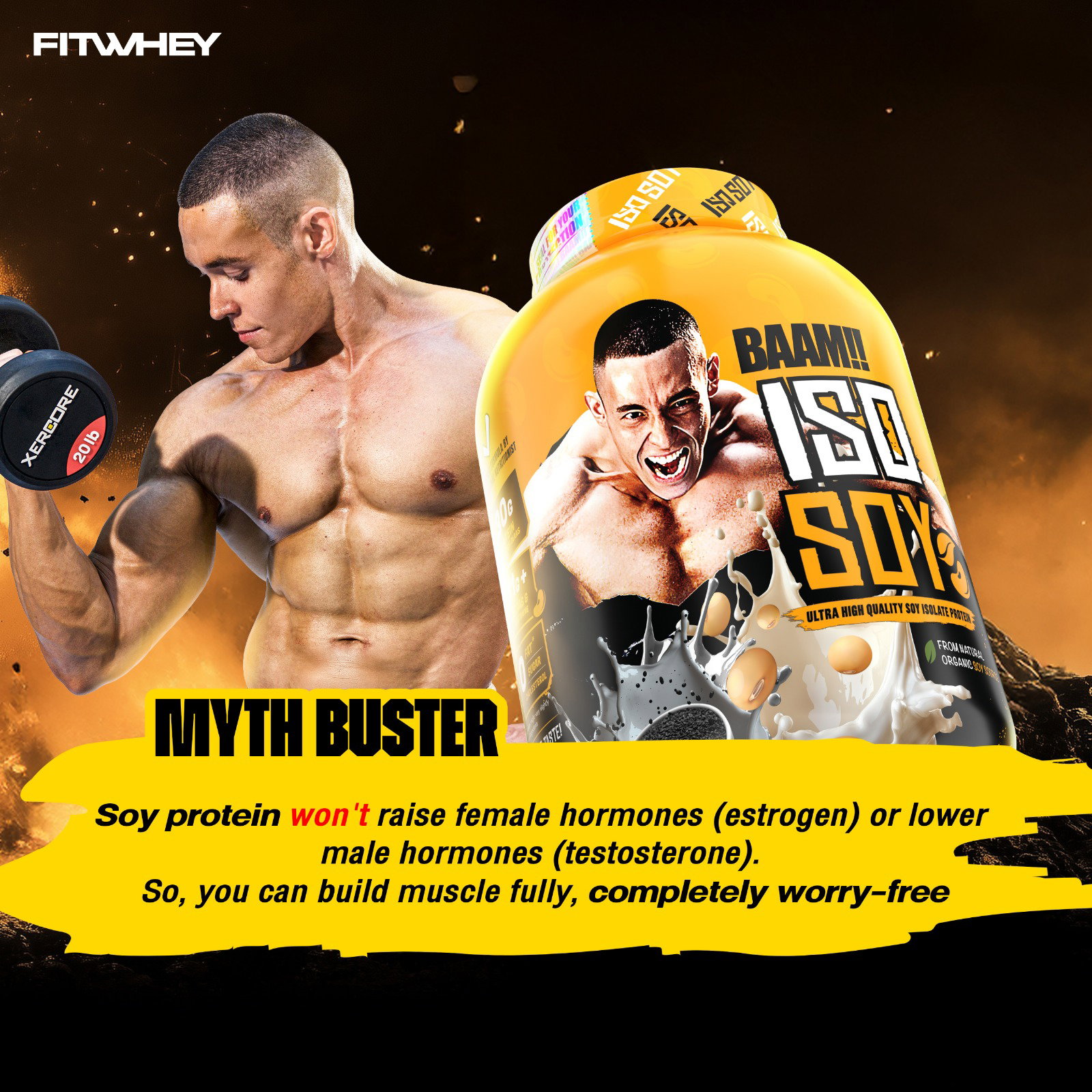 BAAM!!™ ISO-SOY Plant Protein Isolate (1lb / 0.45kg) | 30g Soy Isolate Protein • Vegan • Lactose-Free • Lab-Tested Premium Plant Protein [VX]_14