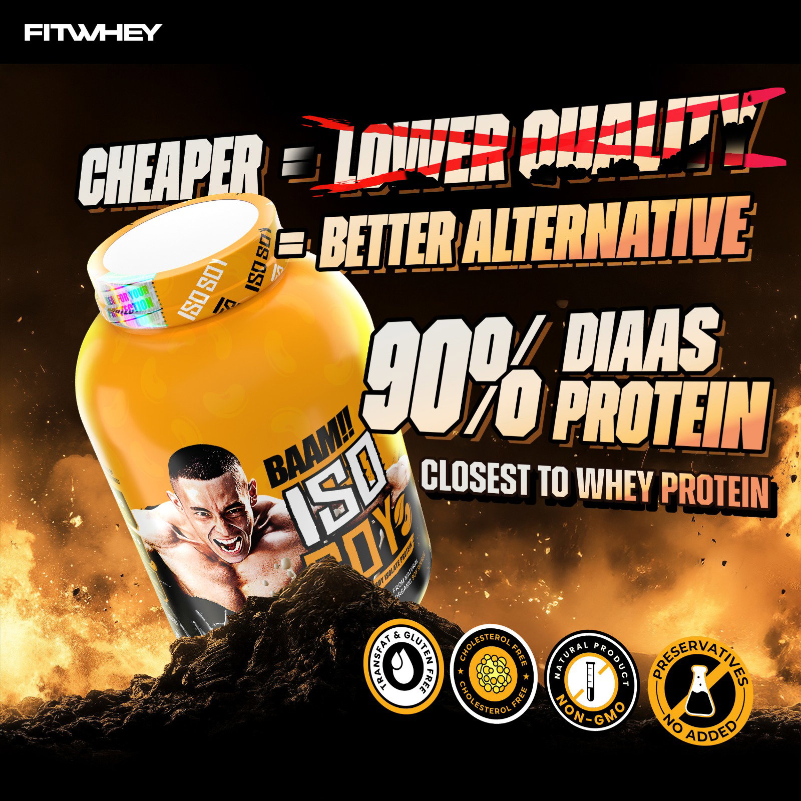 BAAM!!™ ISO-SOY Plant Protein Isolate (1lb / 0.45kg) | 30g Soy Isolate Protein • Vegan • Lactose-Free • Lab-Tested Premium Plant Protein [VX]_13