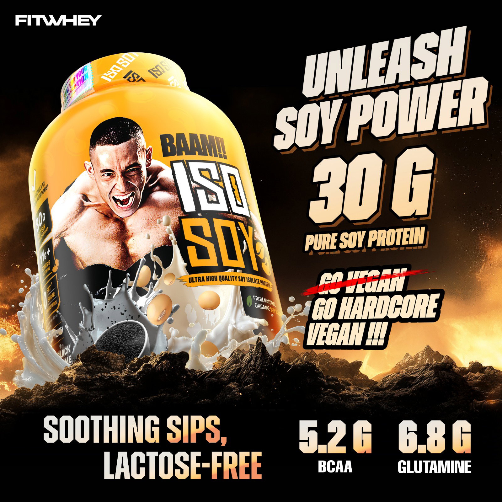 BAAM!!™ ISO-SOY Plant Protein Isolate (1lb / 0.45kg) | 30g Soy Isolate Protein • Vegan • Lactose-Free • Lab-Tested Premium Plant Protein [VX]_12