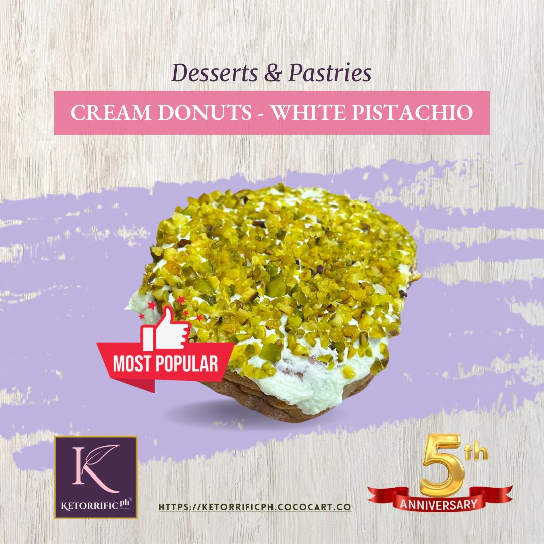 White Chocolate Pistachio Cream-Filled Donut_0