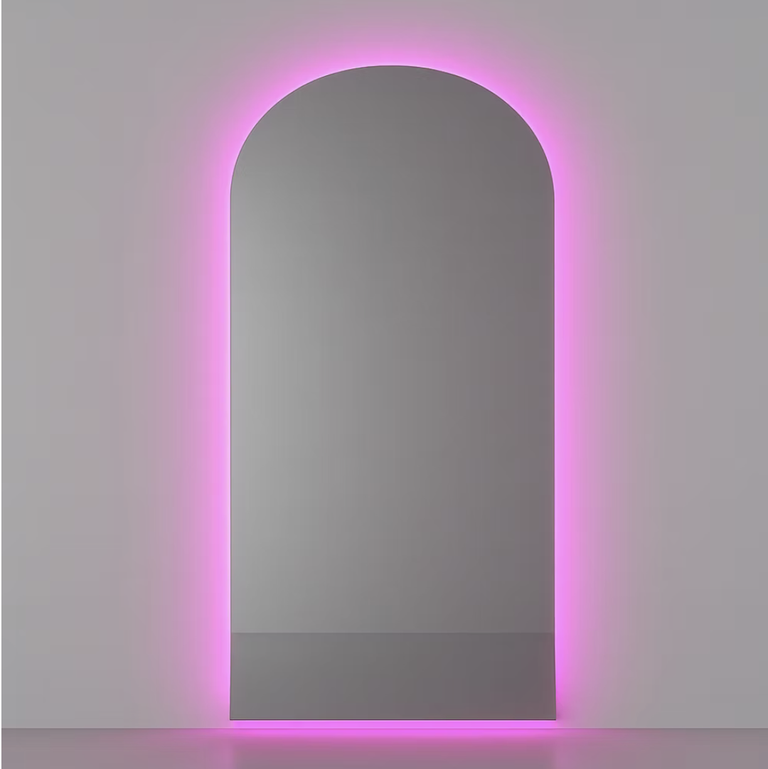 Espejo tipo arco con luz LED RGB 170×70 cm