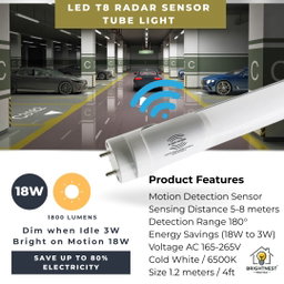 4ft Led T8 Radar Sensor Tube Light (3W-18W) (4 Pcs)