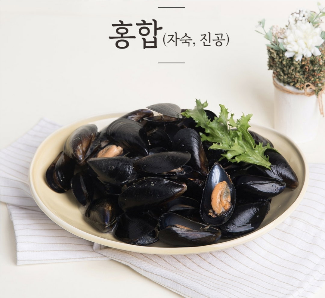 국산 자숙 홍합 KOREAN BOILED WHOLE SHELL MUSSELS 1KG