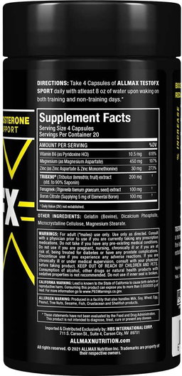 ALLMAX NUTRITION TESTOFX SPORT 80 CAPSULES