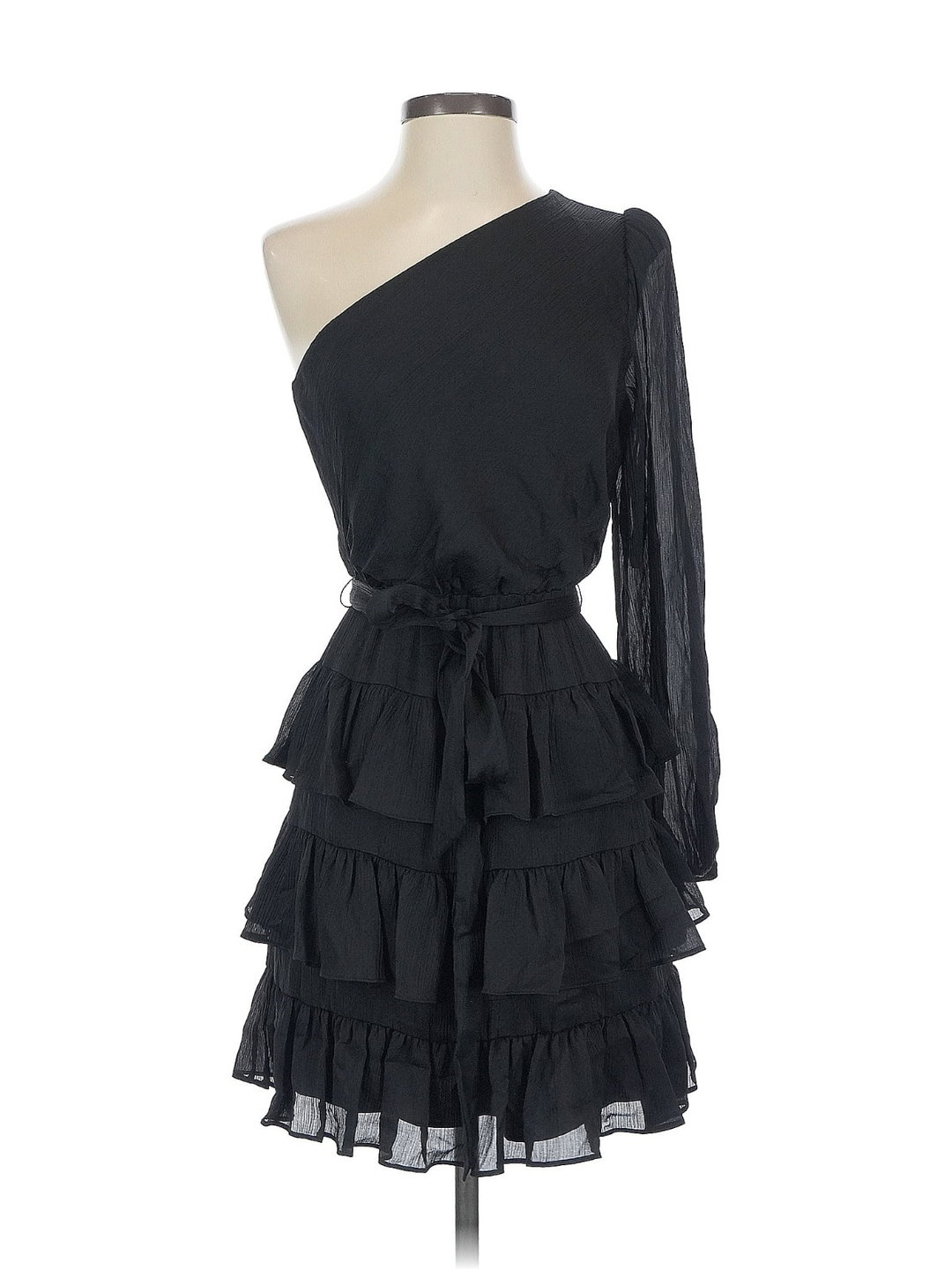 Vestido One Shoulder con Volantes – BCBGMAXAZRIA (talla 0)