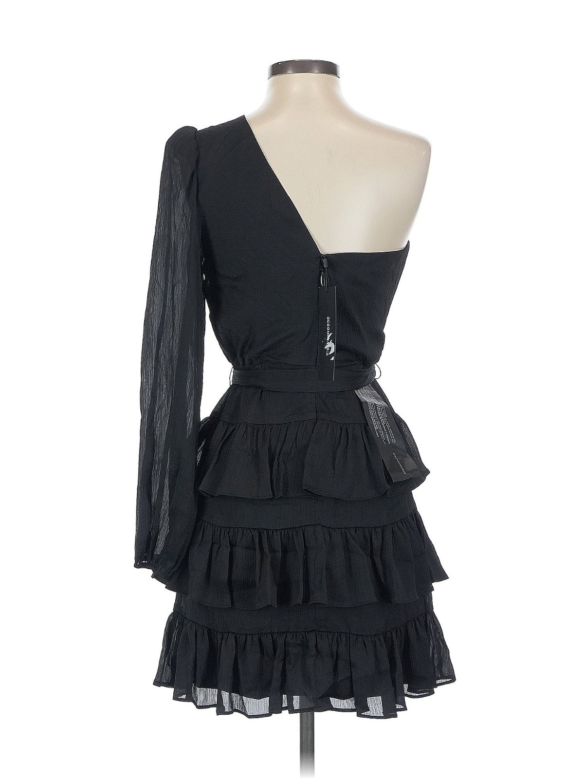 Vestido One Shoulder con Volantes – BCBGMAXAZRIA (talla 0)_1