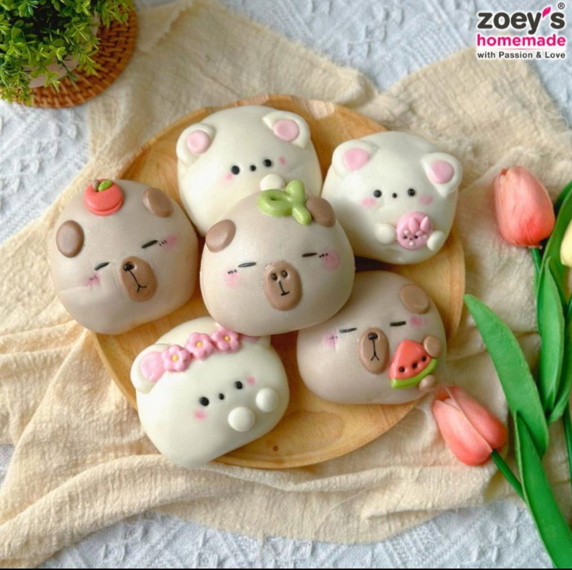 Zoey Capybara Theme Lotus Leaf Bun (6pcs)_0