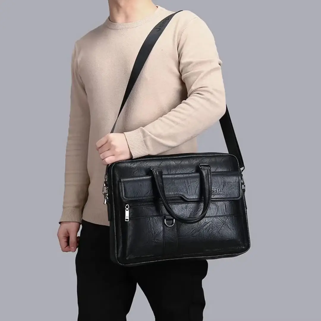 2025 men's PU leather  handbag high quality modern business shoulder bag electric fashionable_3