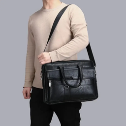 2025 men's PU leather  handbag high quality modern business shoulder bag electric fashionable