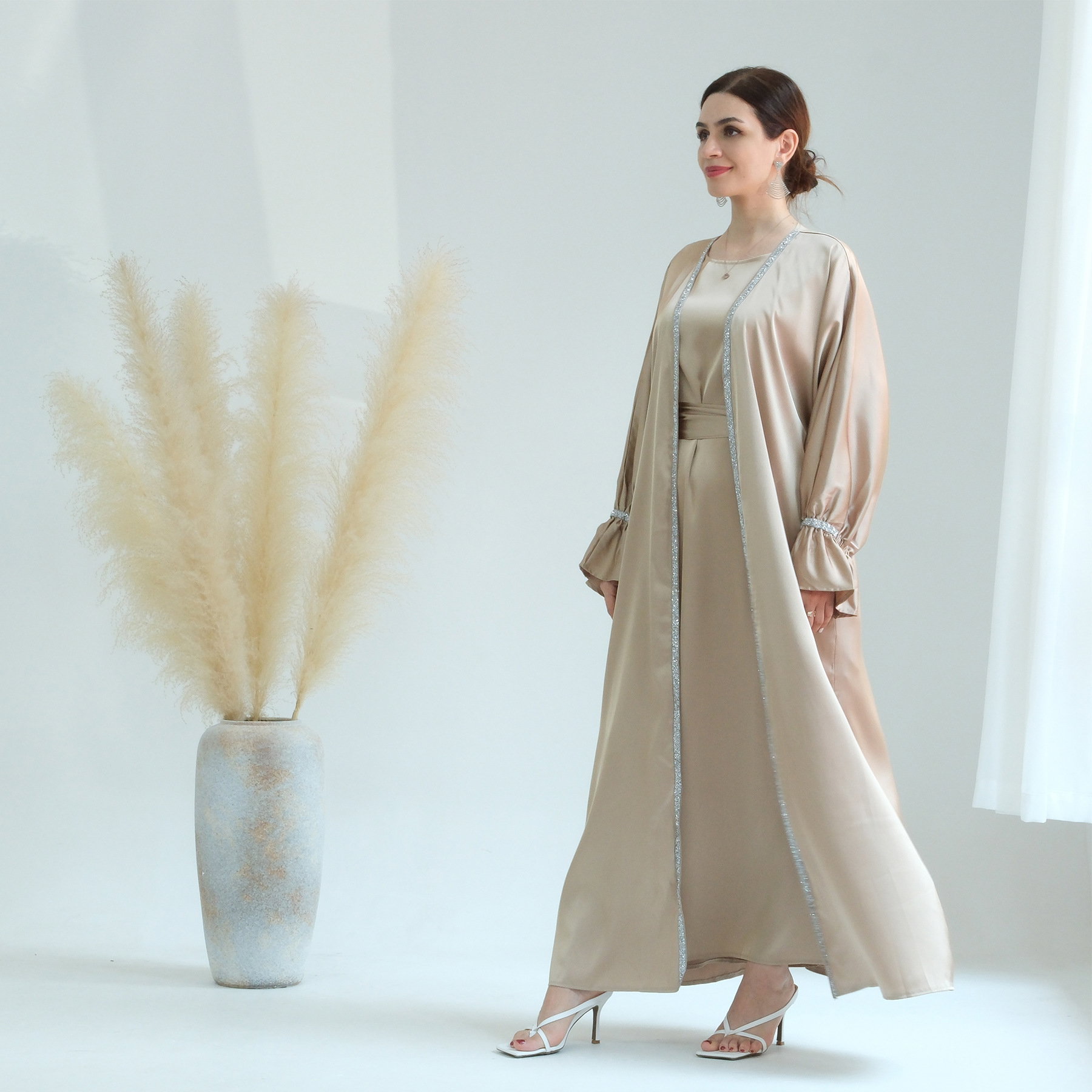 2pcs dress Robe. Dubai Abaya _0