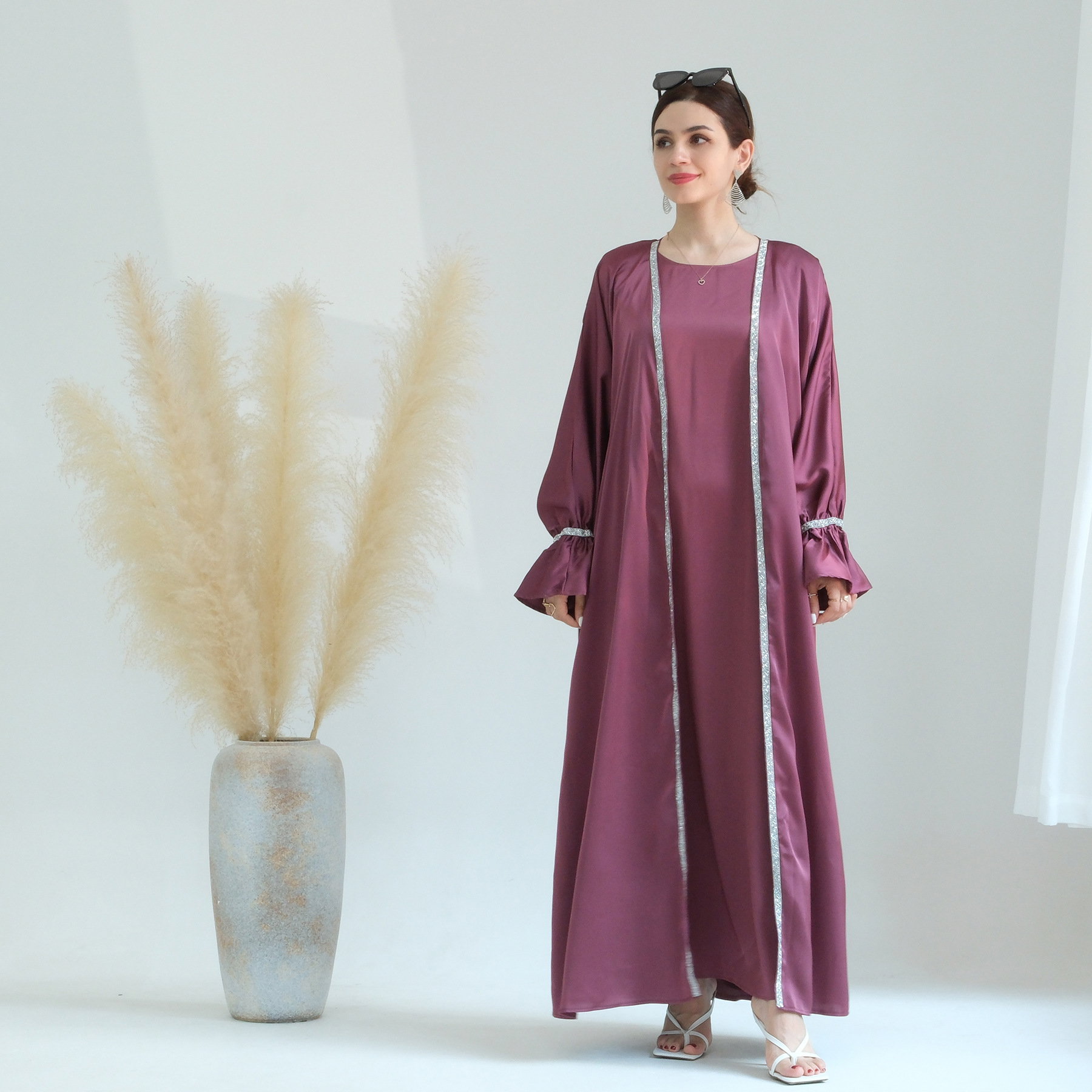 2pcs dress Robe. Dubai Abaya _1