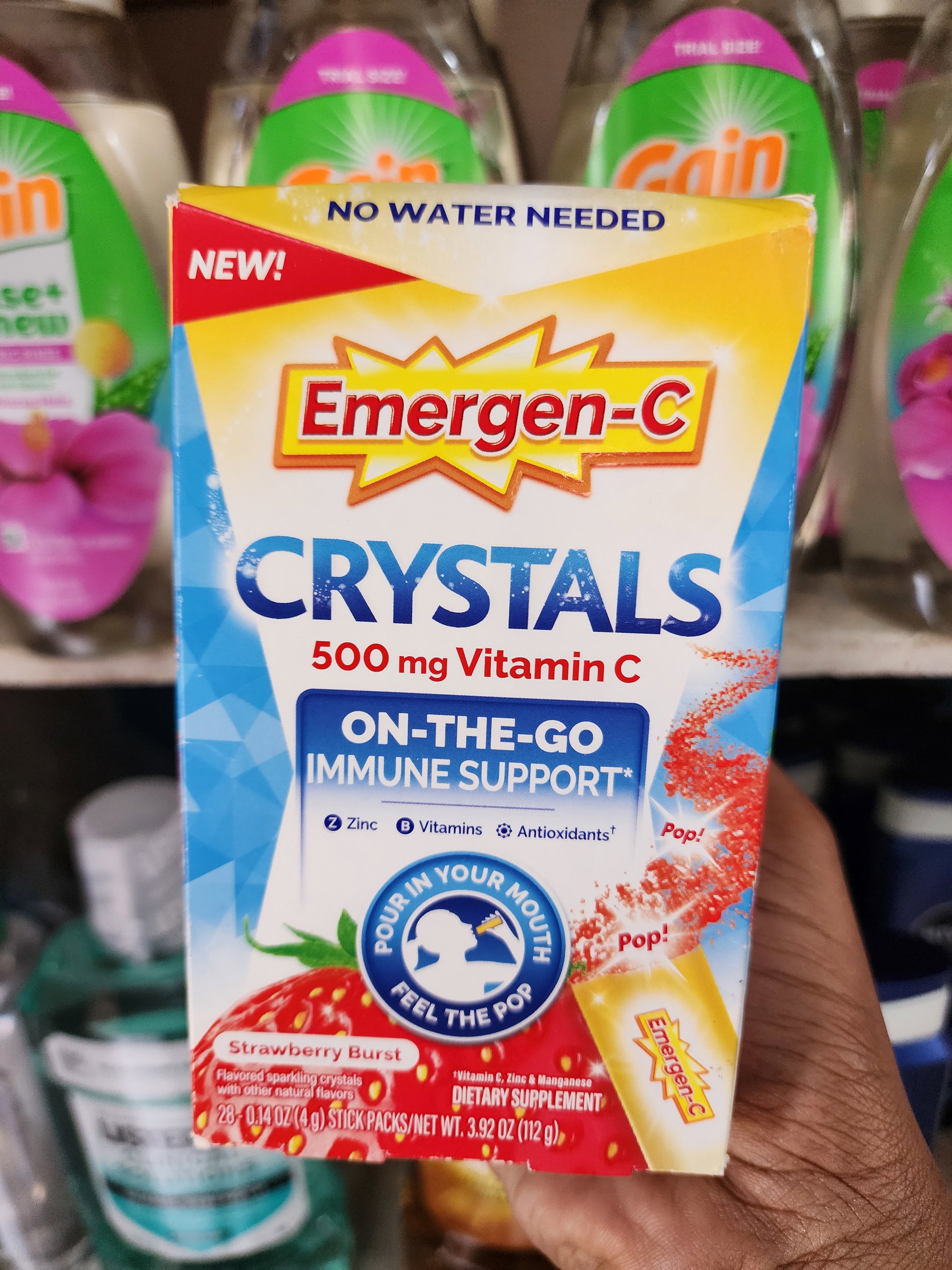 Emergen-C Crystals, on-the-go Emergen-C Immune Support Supplement with Vitamin C, B Vitamins, Zinc and Manganese, Strawberry Burst - 28 Packs_0