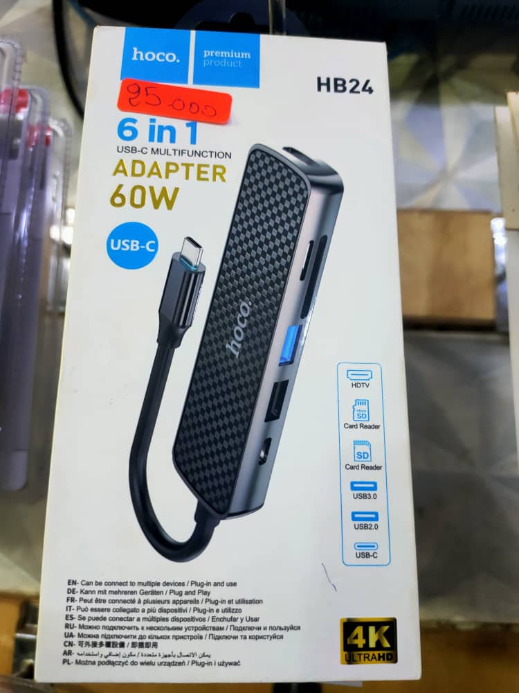 Adaptateur USB-C Multifonction 6 en 1 Hoco HB24 – 60W_article_N°:CAI_0094