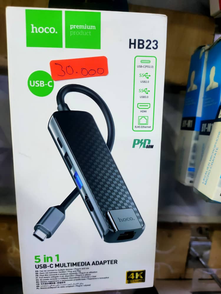 Adaptateur USB-C Multimédia 5 en 1 Hoco HB23 – 4K Ultra HD_article_N°:CAI_0093