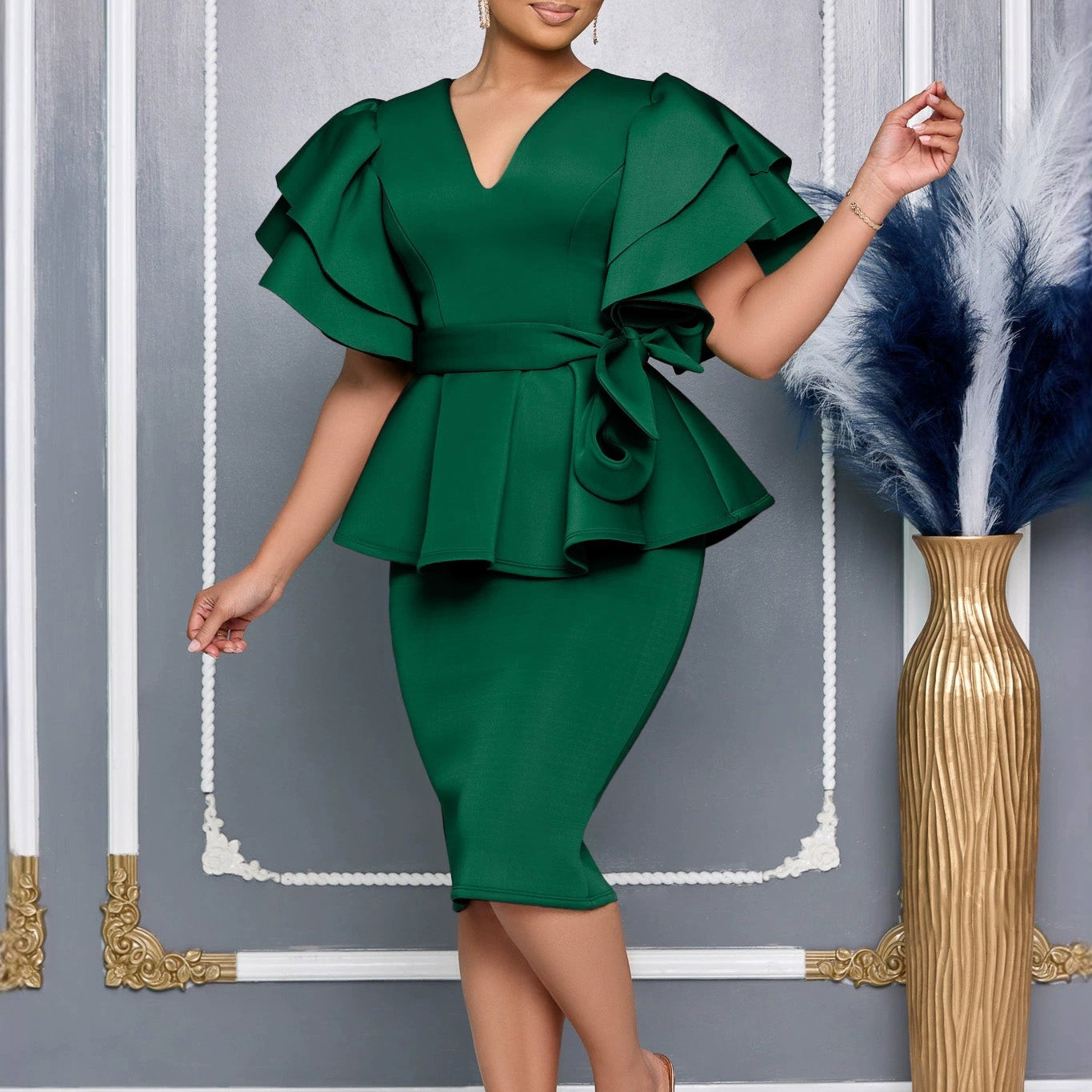 Stylish ruffled party dress 👗 _4