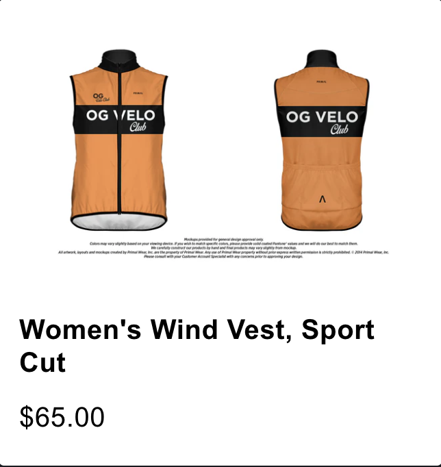 Women OG Velo Club Wind Vest - Primal (Sport Cut)_0