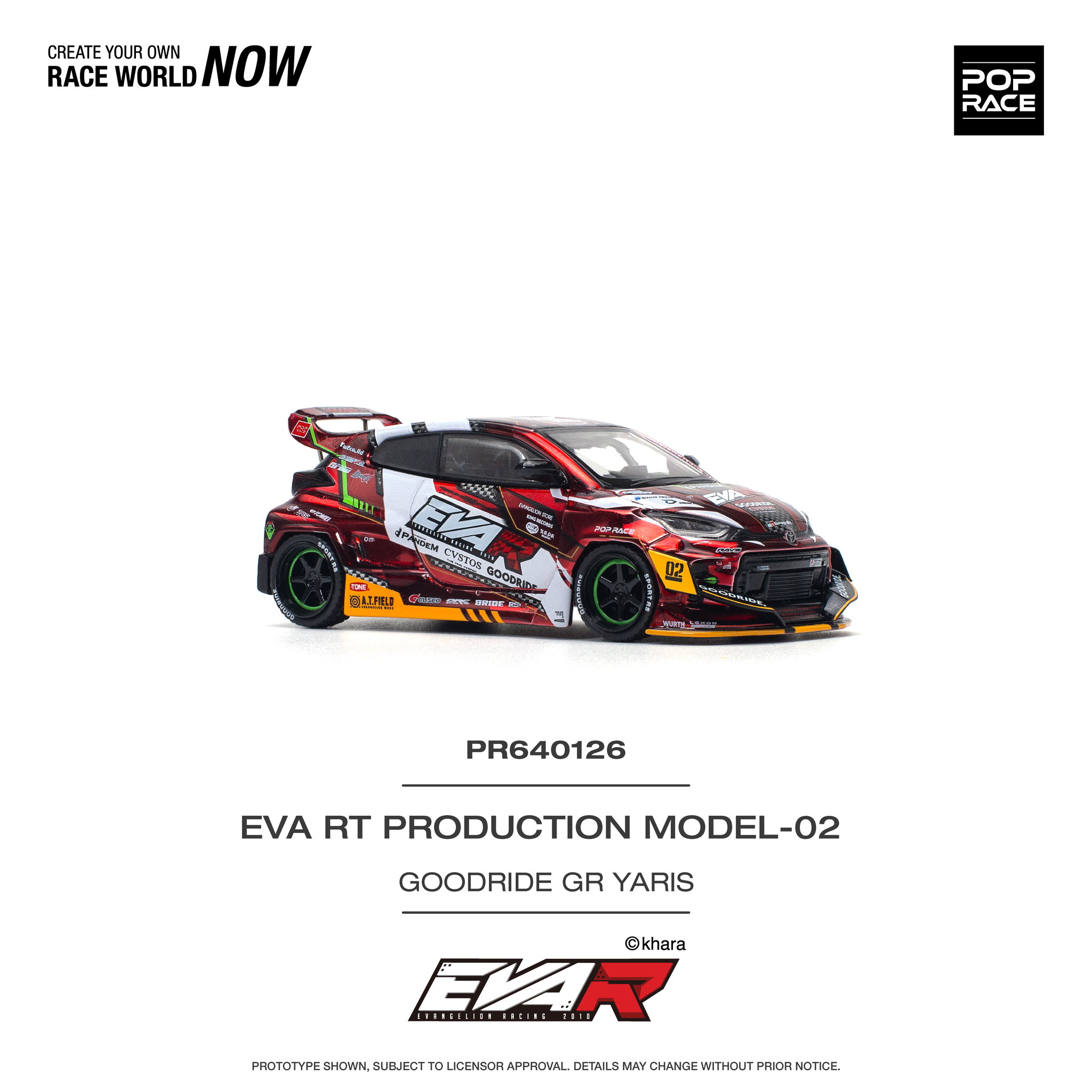 POP RACE MODEL 1/64 GR YARIS EVA RT PRODUCTION MODEL-02 RED_1