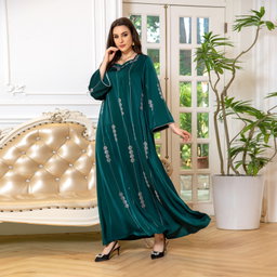 Arabian Dubai Satin Hot Diamond Abaya 