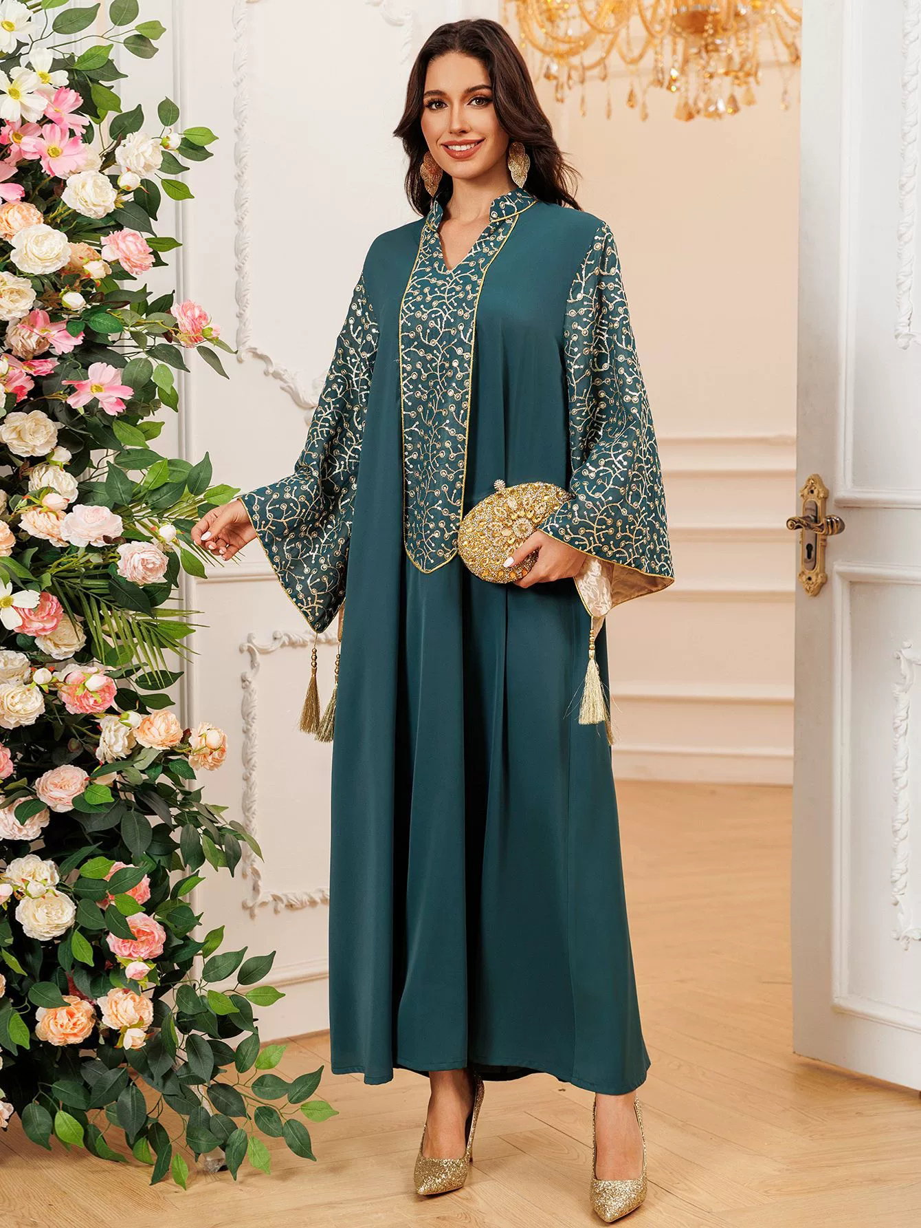 Women's Dress Dubai Robe Embroidery Porcelain_6