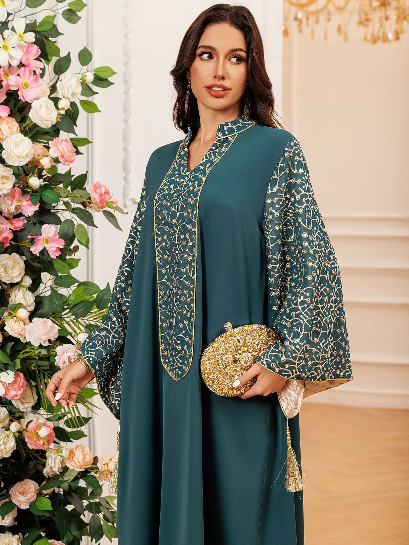 Women's Dress Dubai Robe Embroidery Porcelain_5