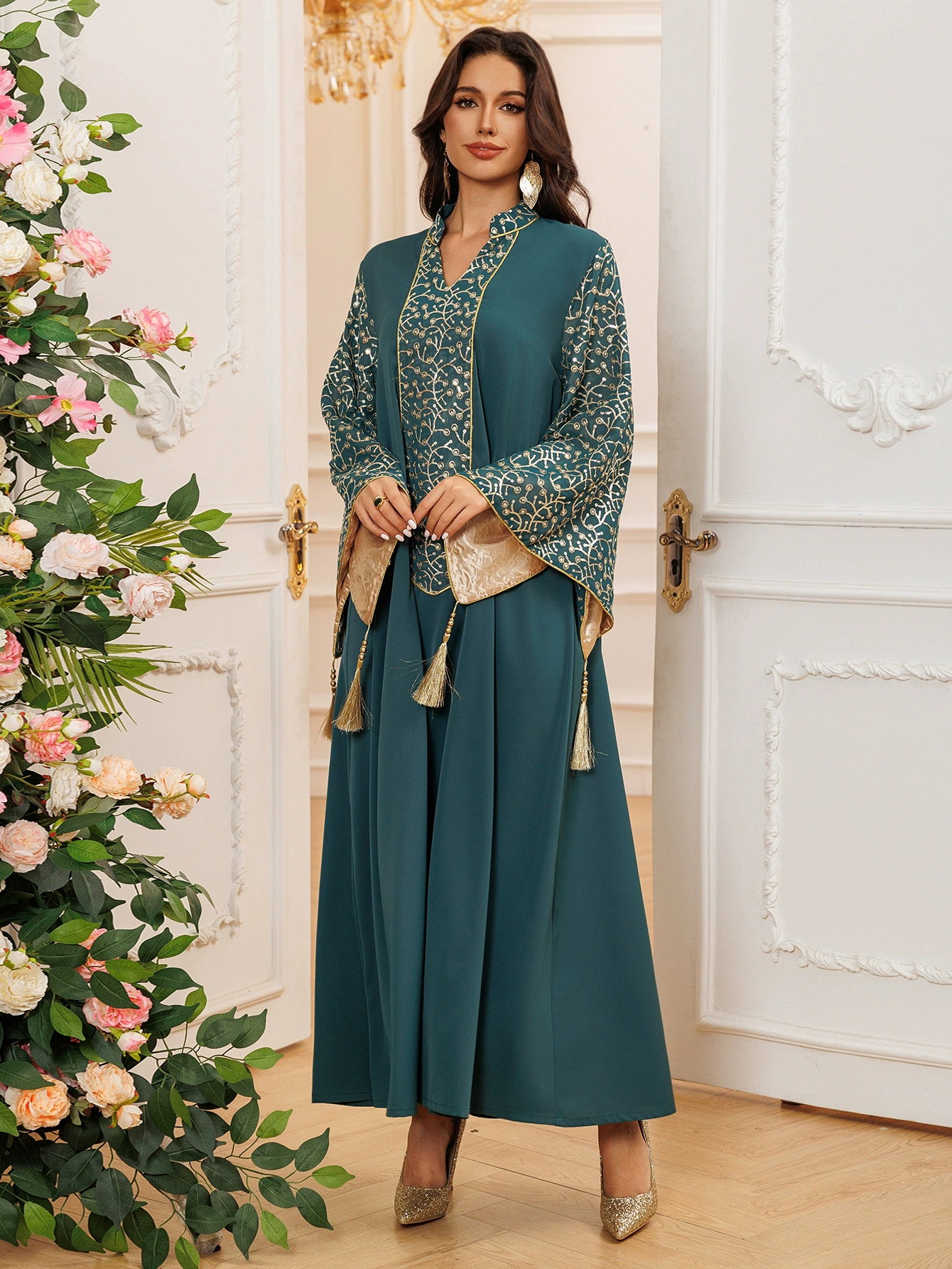 Women's Dress Dubai Robe Embroidery Porcelain_7