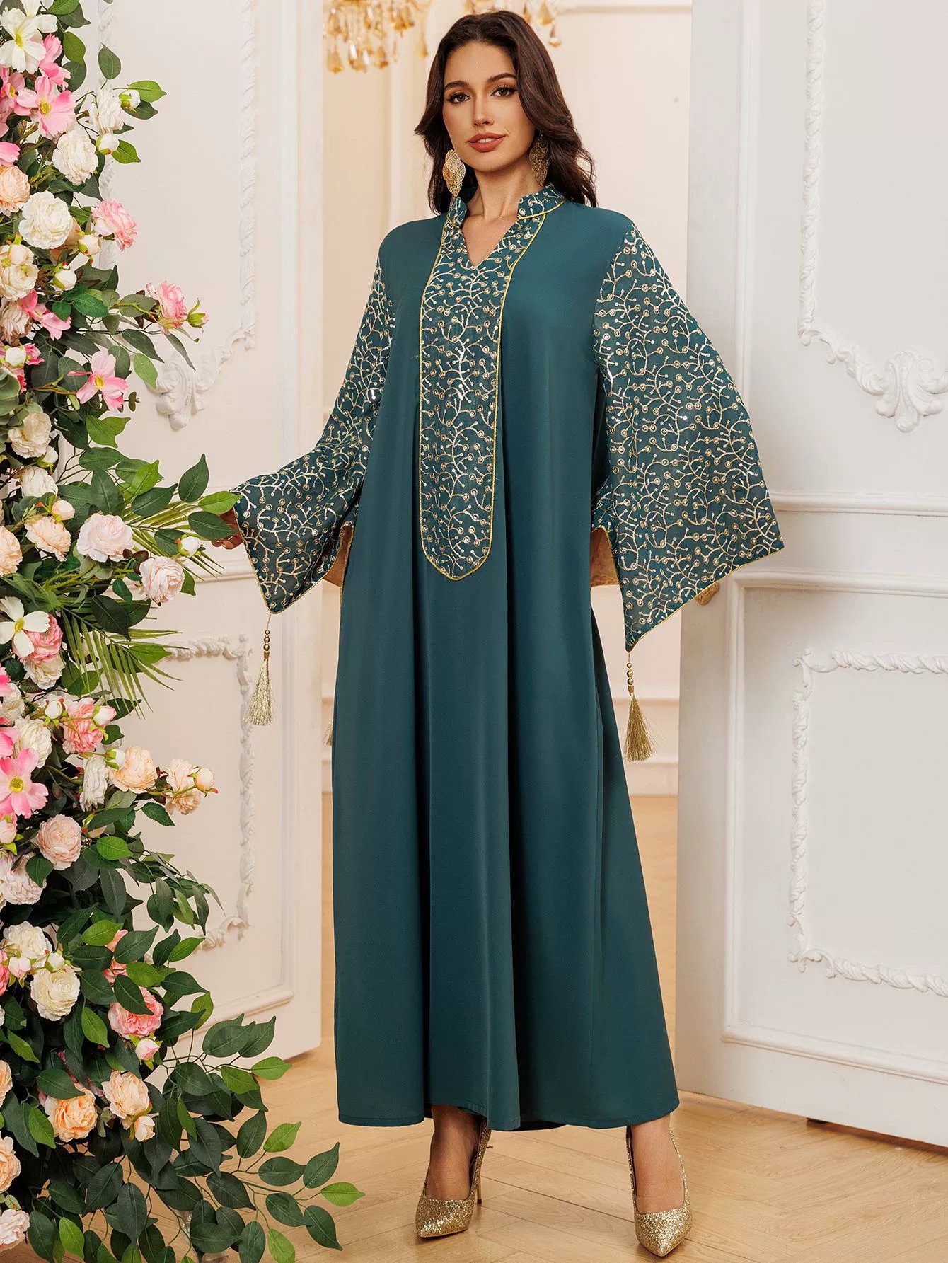 Women's Dress Dubai Robe Embroidery Porcelain_8