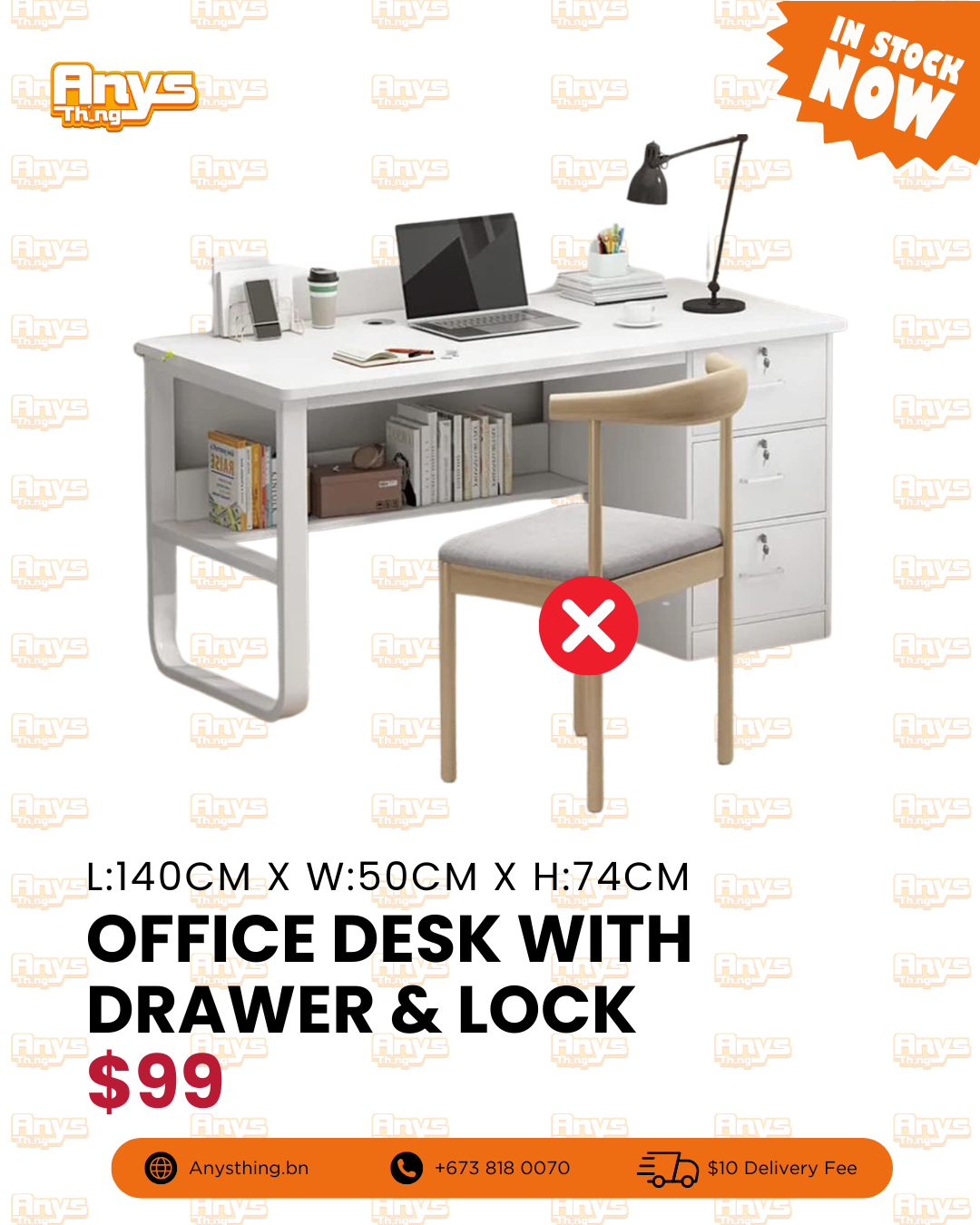 Home Office Desk with Drawer & Lock