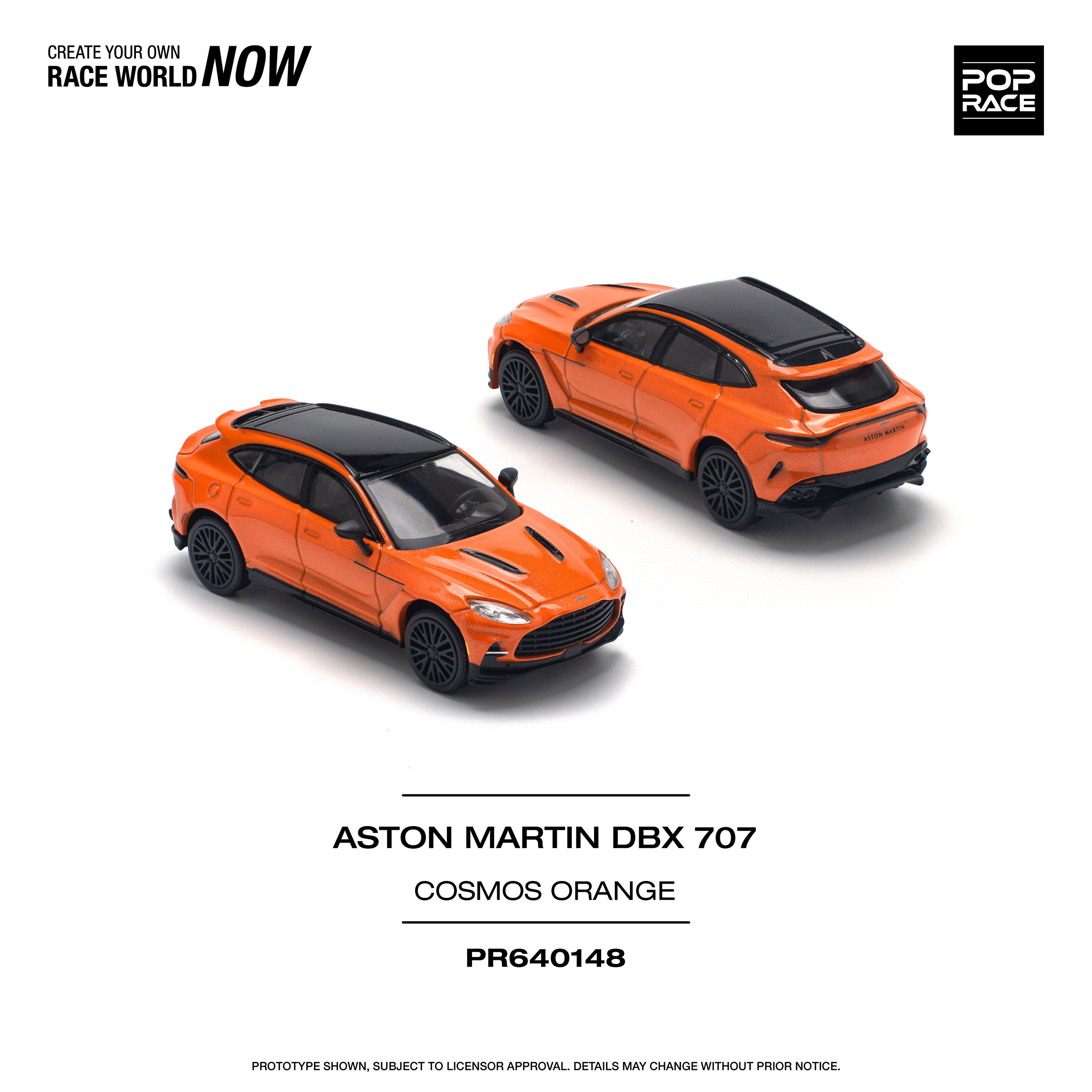 POP RACE MODEL 1/64 ASTON MARTIN DBX 707 - COSMOS ORANGE