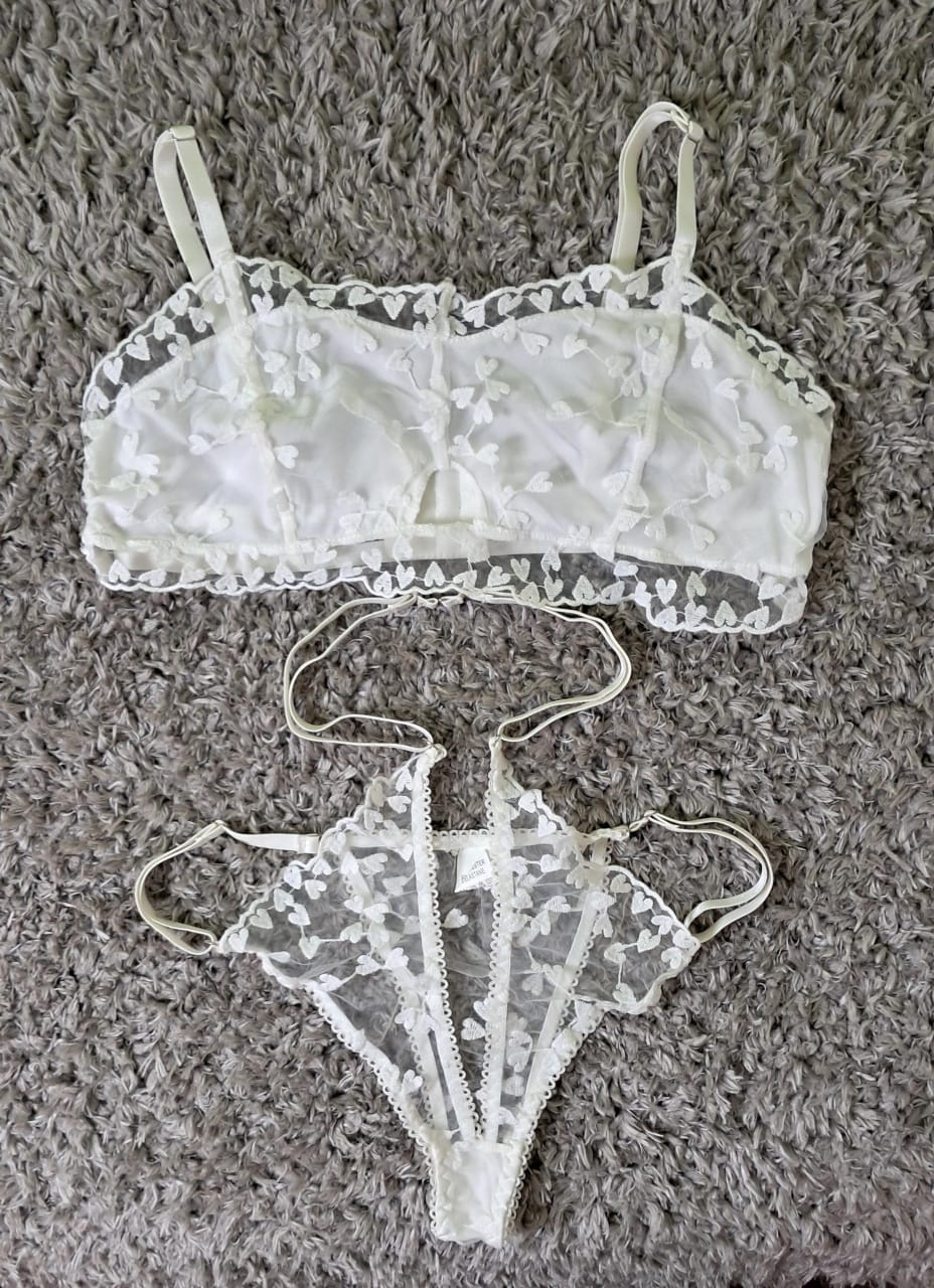 Ensemble fleuri blanc Taille S _1