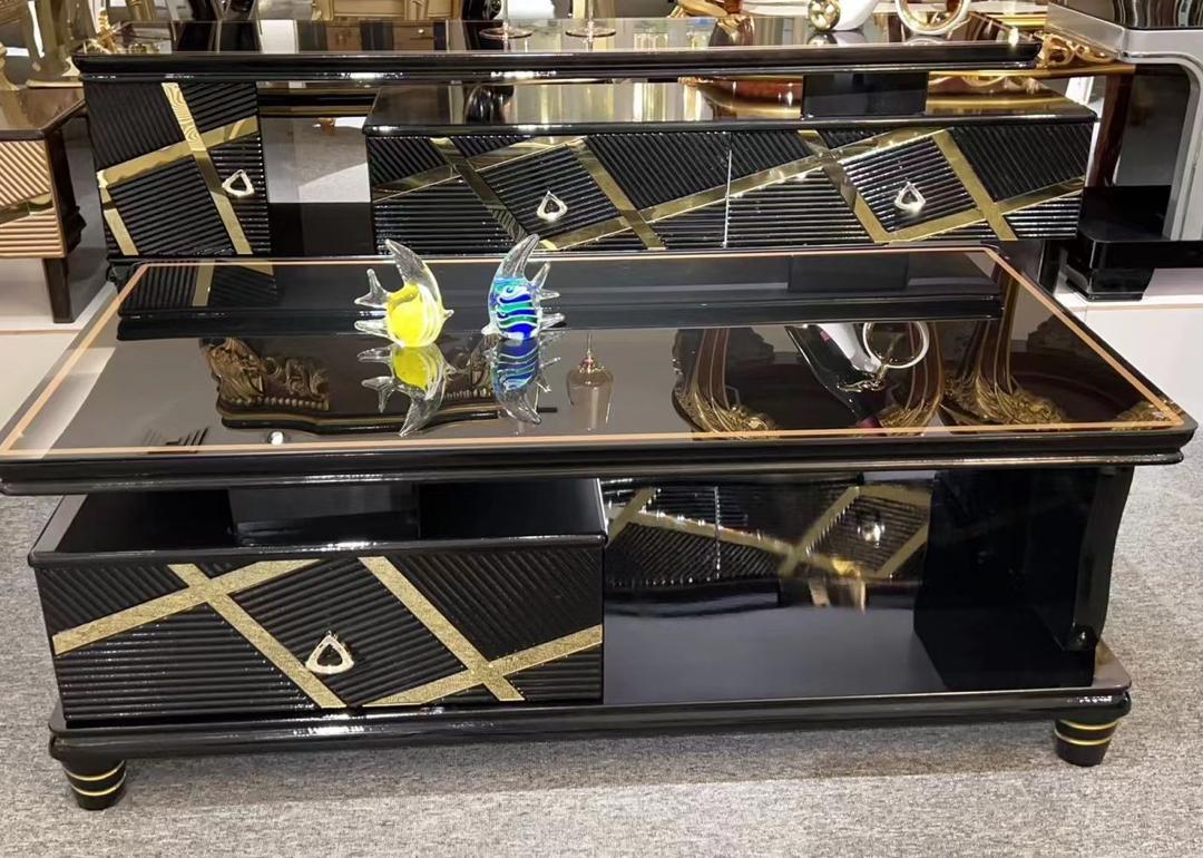 Table Basse et Meuble TV Design Noir & Or – ARTICLE N°:VDR_0006_0
