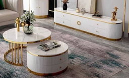 Tables Basses et Meuble TV Blanc & Doré – ARTICLE N°:VDR_0007