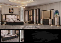 Chambre Complète Design Noir, Blanc & Doré – ARTICLE N°:VDR_0012