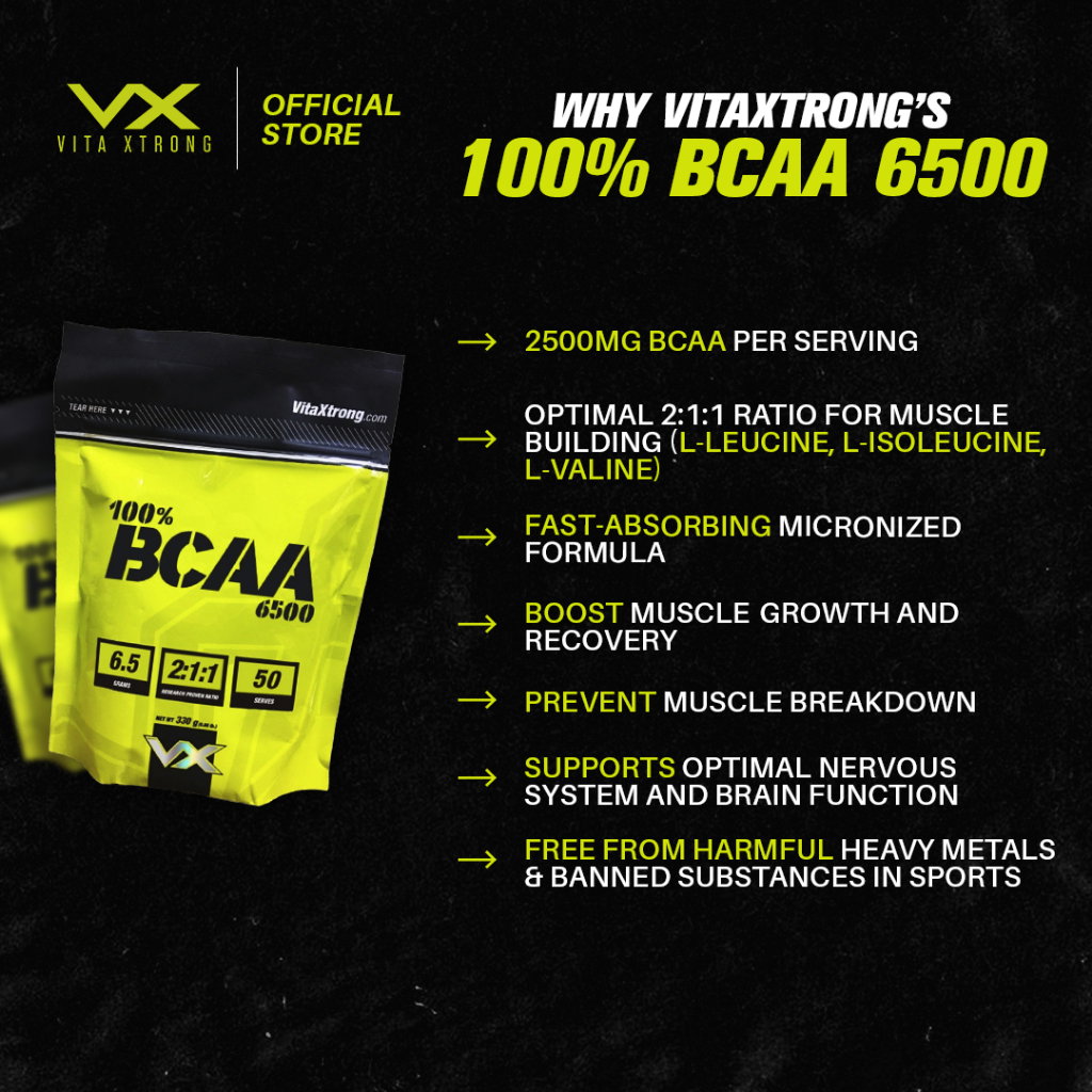 VITAXTRONG™ 100% BCAA 6500 Pure Powder (330g | 50 Servings) | 6,500mg BCAA 2:1:1 • Muscle Recovery, Endurance & Anti-Catabolic Support [VX]_9