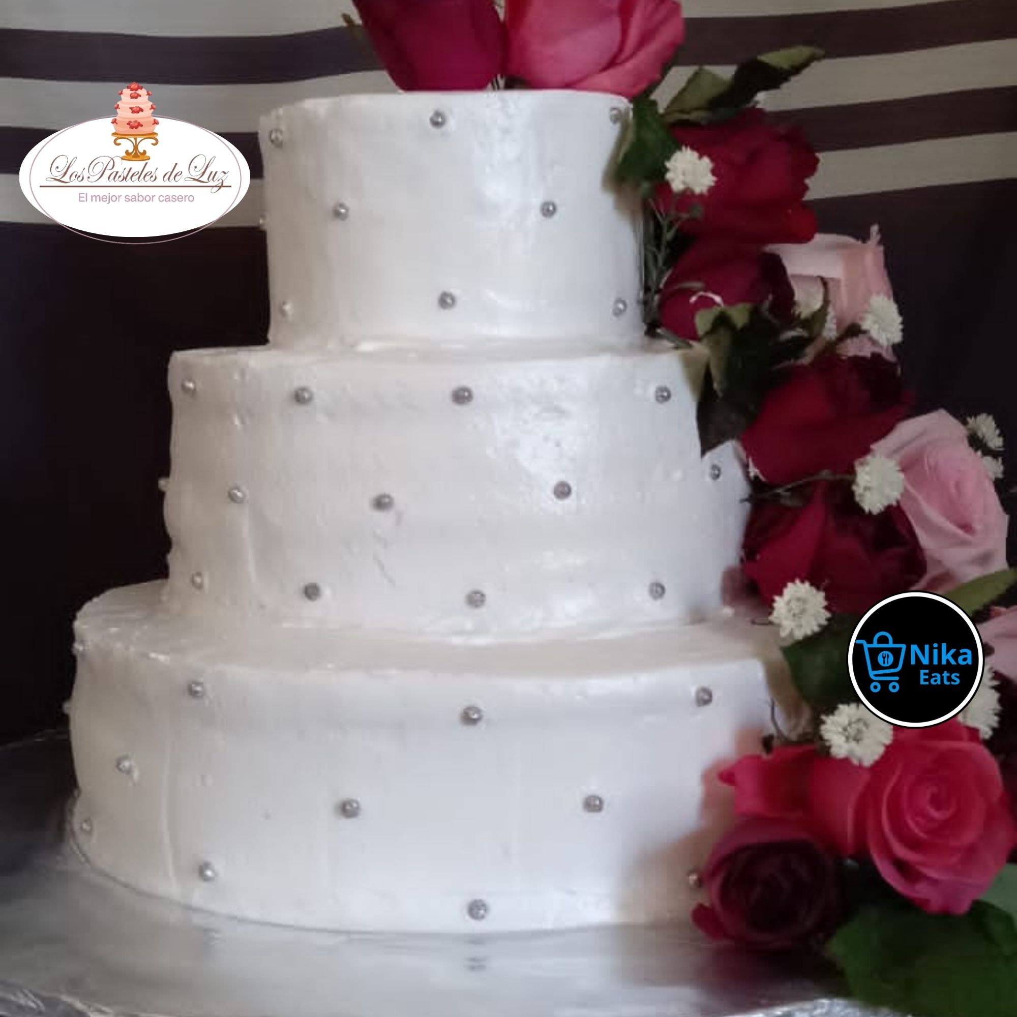 Pastel Boda – 12 Rosas Naturales – 3 Libras_0