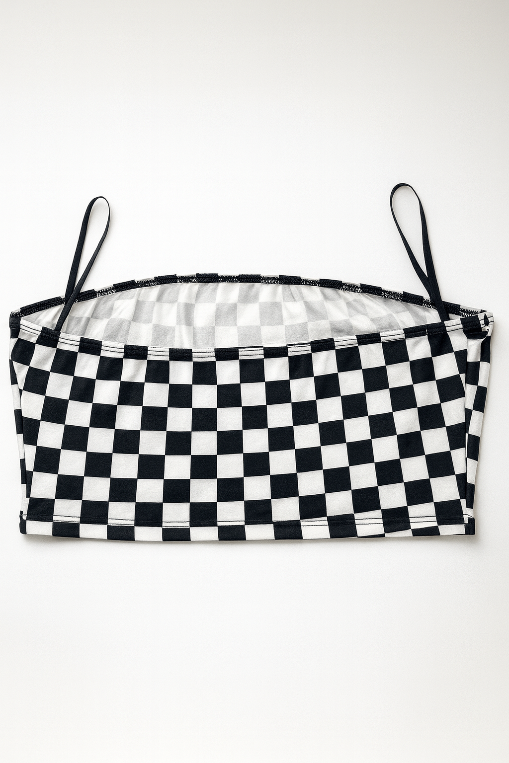 Top strapless estampado a cuadros blanco y negro - OneSize_1