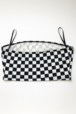 Top strapless estampado a cuadros blanco y negro - OneSize