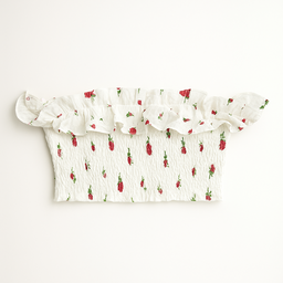 Crop Top Blanco con Estampado de Rosas - Size S 