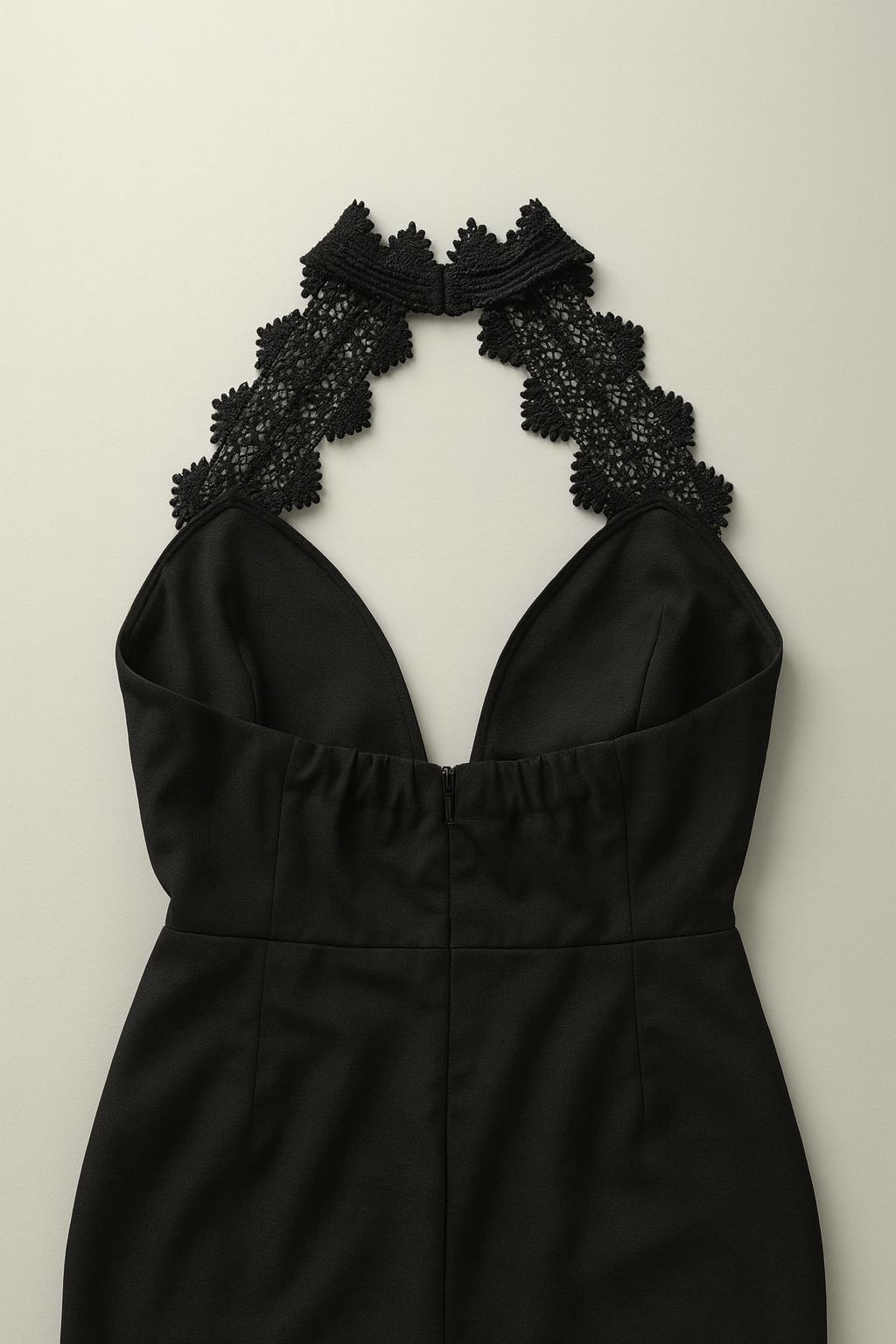 Vestido negro halter con encaje elegante - Size M_3