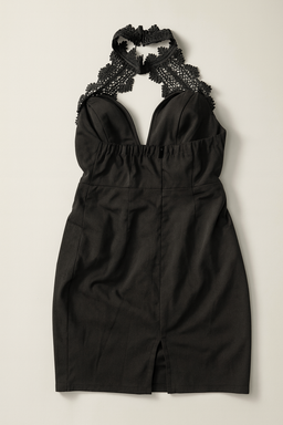 Vestido negro halter con encaje elegante - Size M