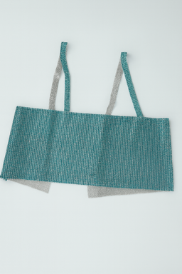 Crop top brillante verde con tirantes metálicos - Size S