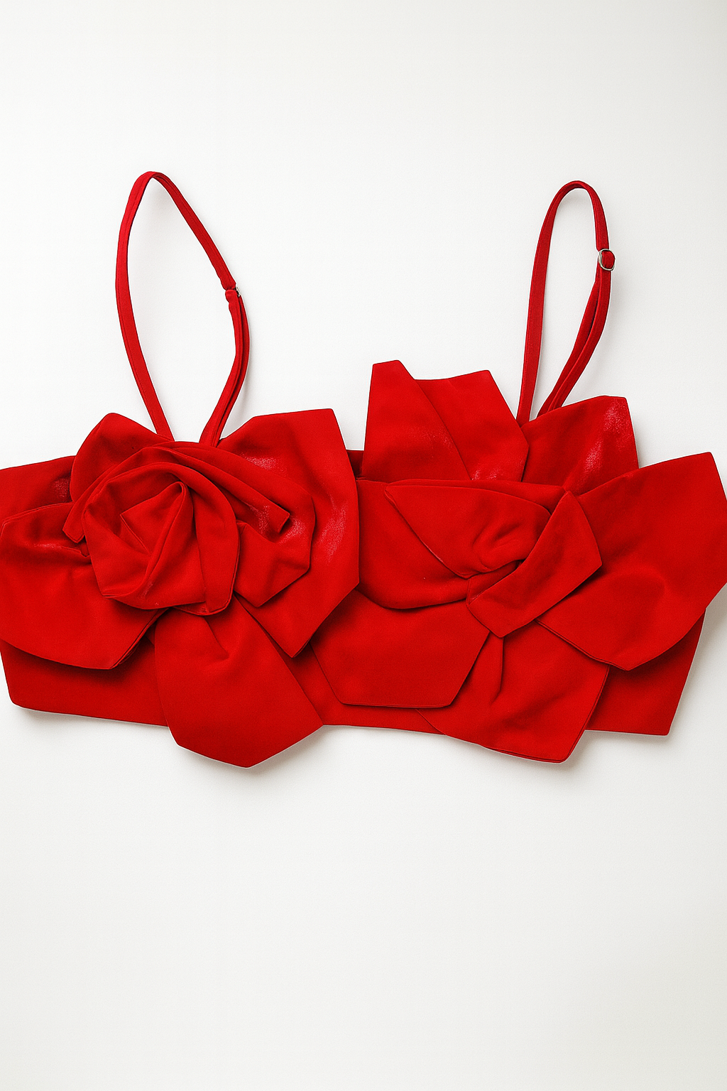 Top rojo con aplicaciones de rosas en relieve - Size S