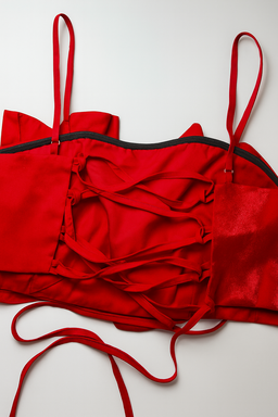 Top rojo con aplicaciones de rosas en relieve - Size S
