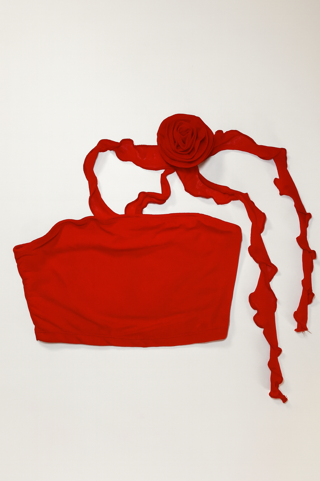 Top strapless rojo con detalle de flor - Size M_2