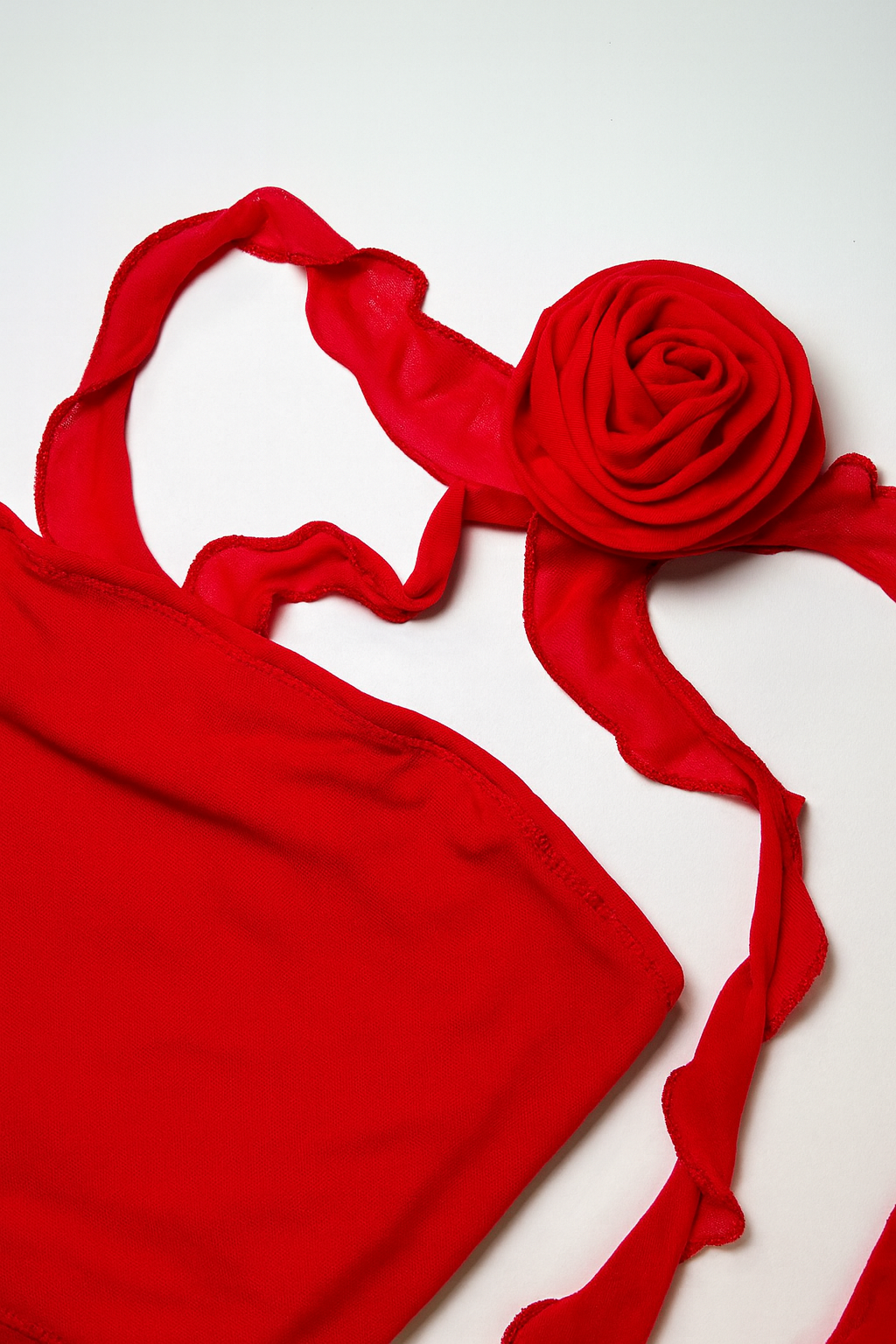 Top strapless rojo con detalle de flor - Size M_1