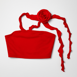 Top strapless rojo con detalle de flor - Size M