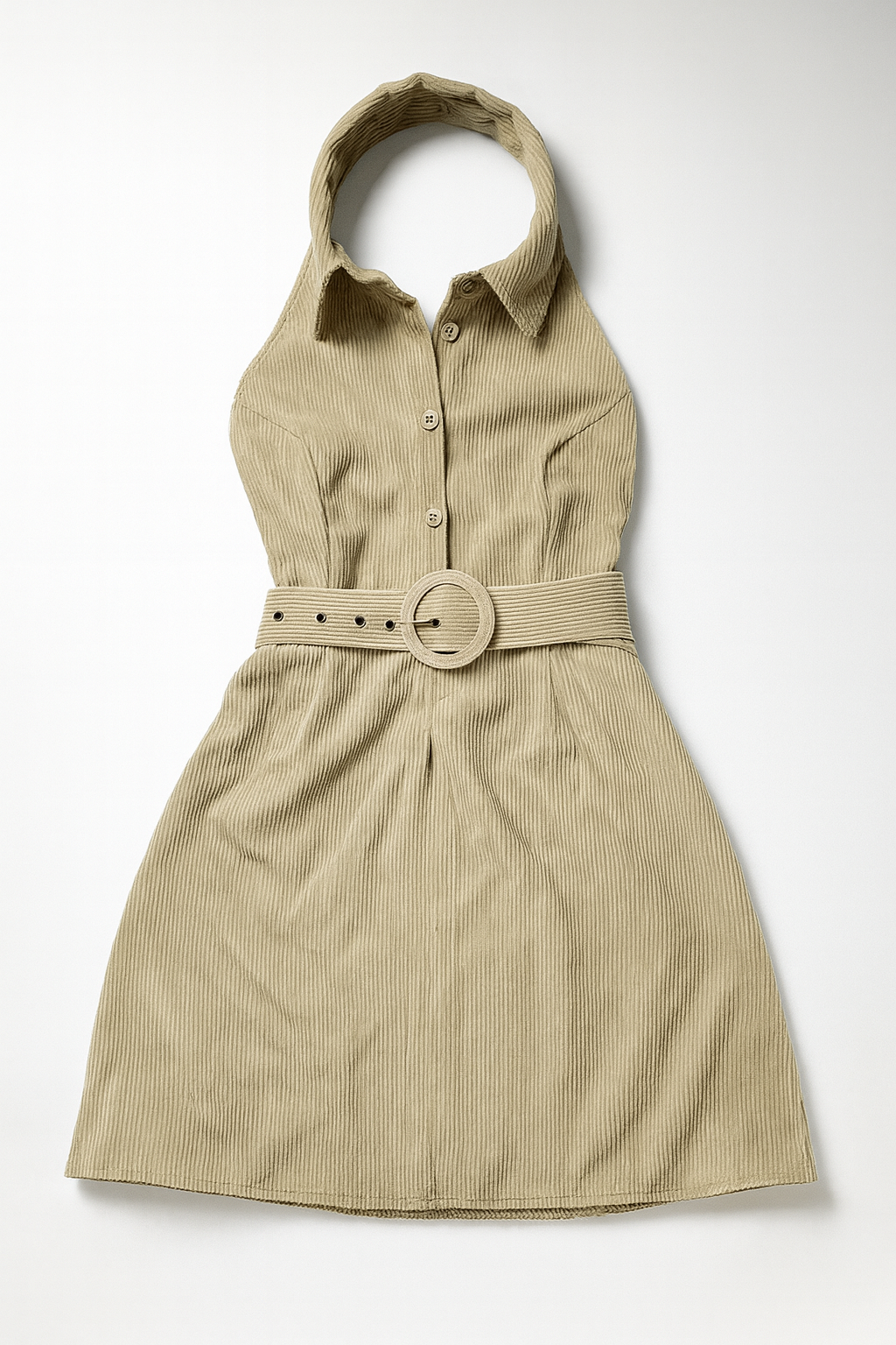 Vestido halter beige con cinturón - Size M_2